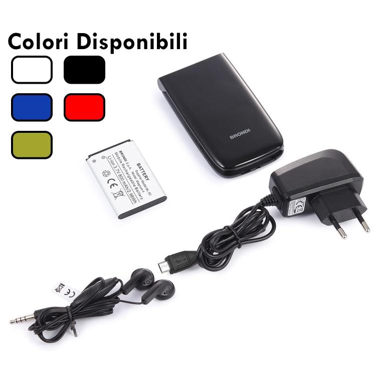 Brondi Magnum 4 Cellulare Gsm Flip Maxi Display Dual Sim Fotocamera 1.3mp Bianco