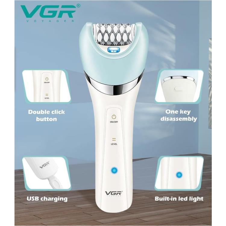 Vgr V-733 Epilatore Elettrico Professionale A Batteria 6In1 Display Impermeabile