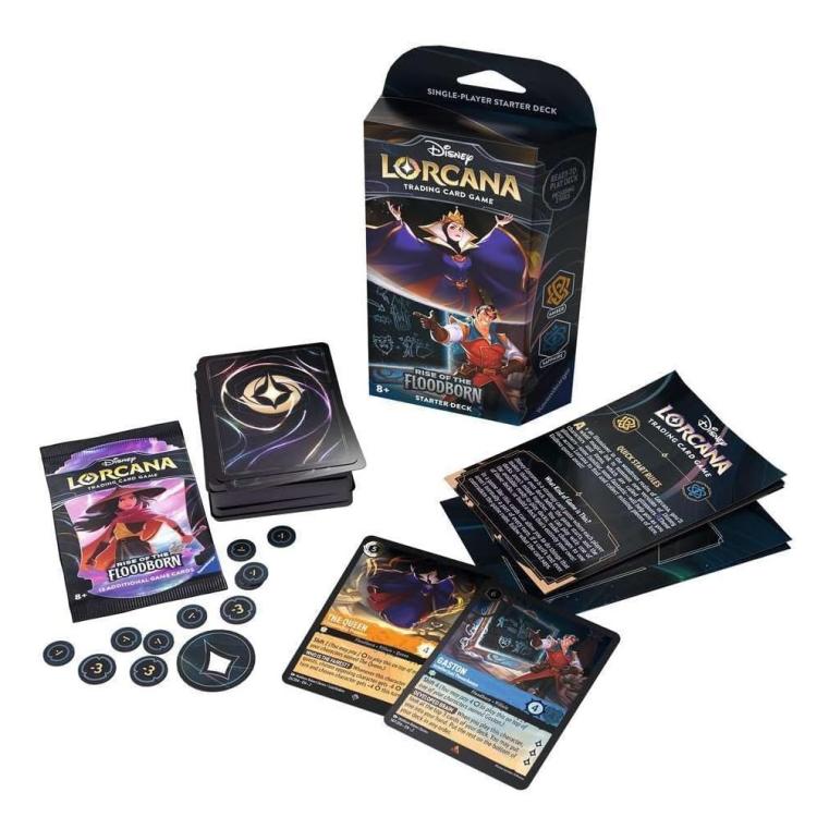 Disney Lorcana "Rise Of The Floodborne" Starter Deck Amber/Sapphire Card Tcg Eng