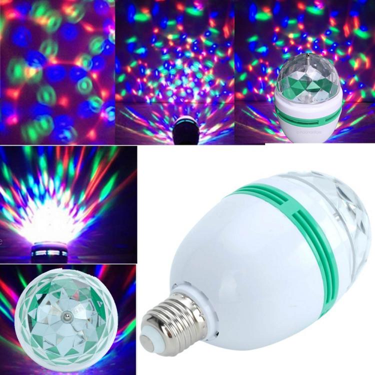 Lampada Rotante Lampadina E27 Led Rgb Multicolore Effetto Luci Discoteca Natale