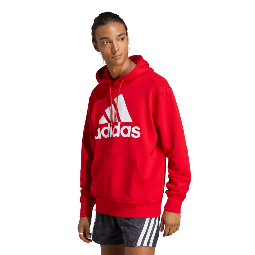Adidas felpa con cappuccio da uomo Essentials Grande Logo IC9365 rosso