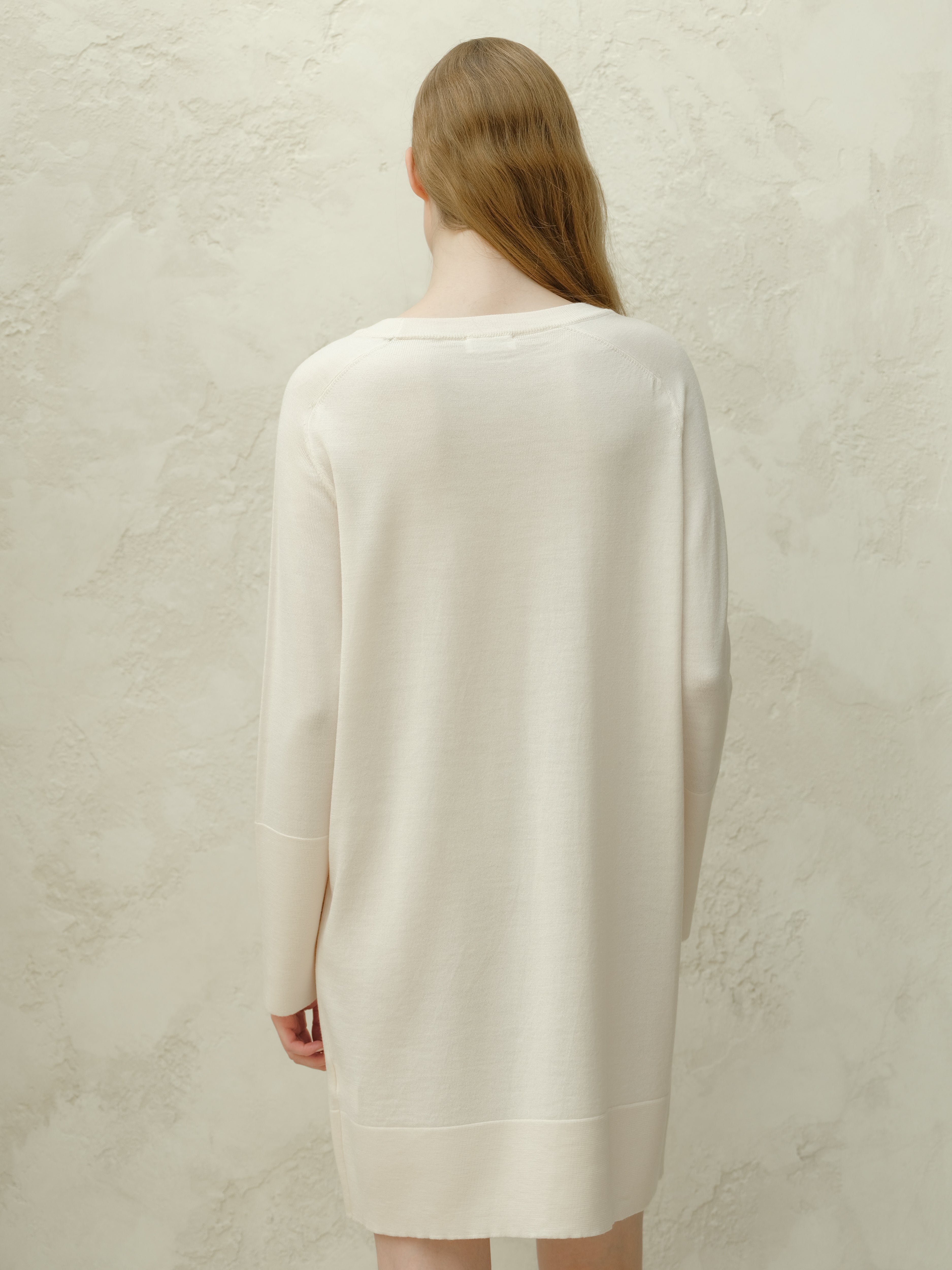 Extra Fine Merino Wool Crewneck Midi Dress