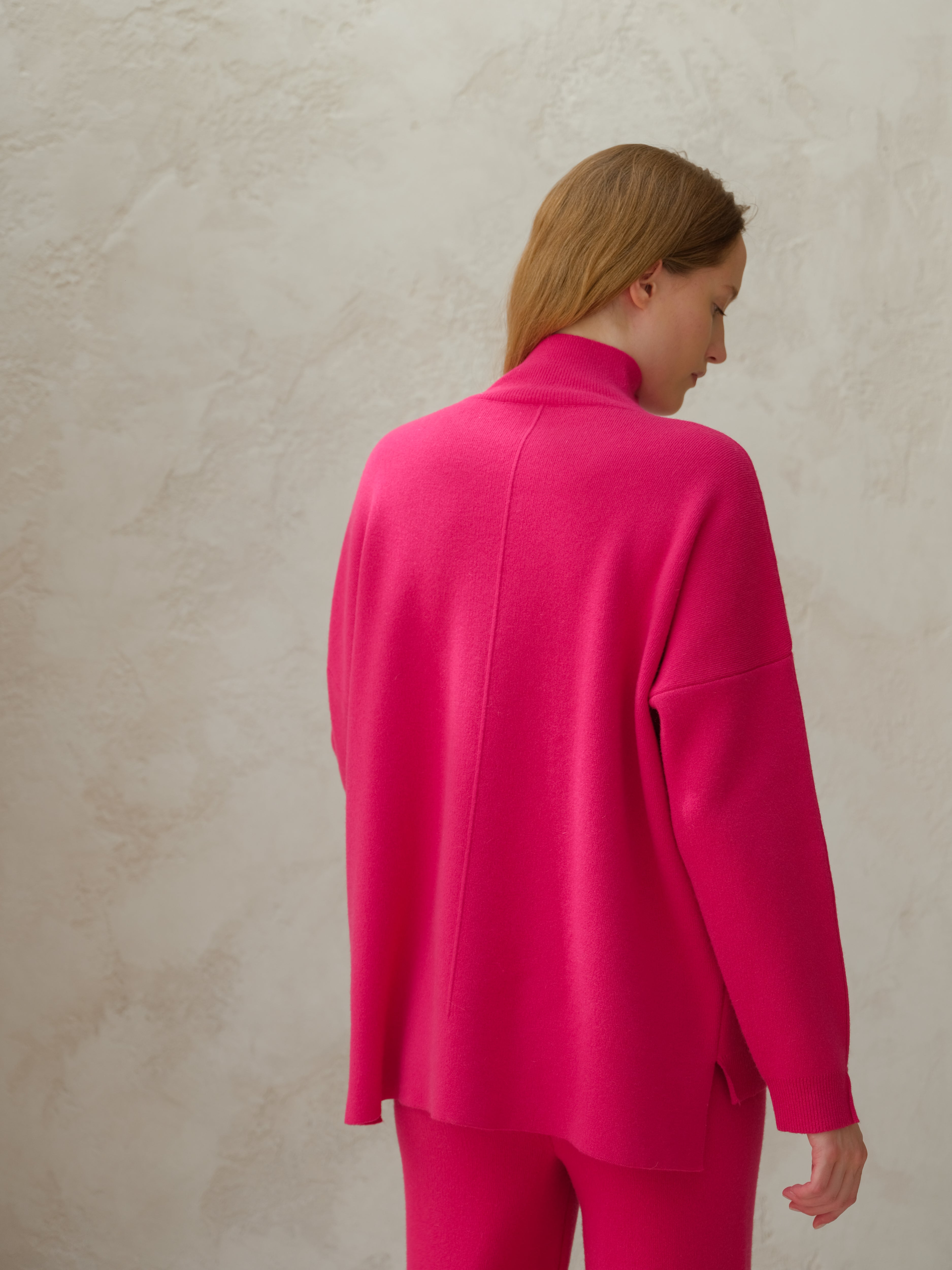 Cashmere Mix Solid Maxi Turtleneck Sweater