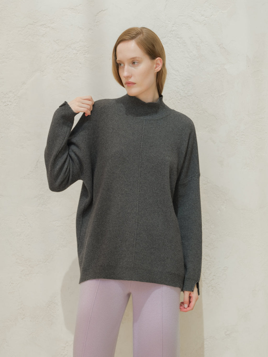Cashmere Mix Solid Maxi Turtleneck Sweater