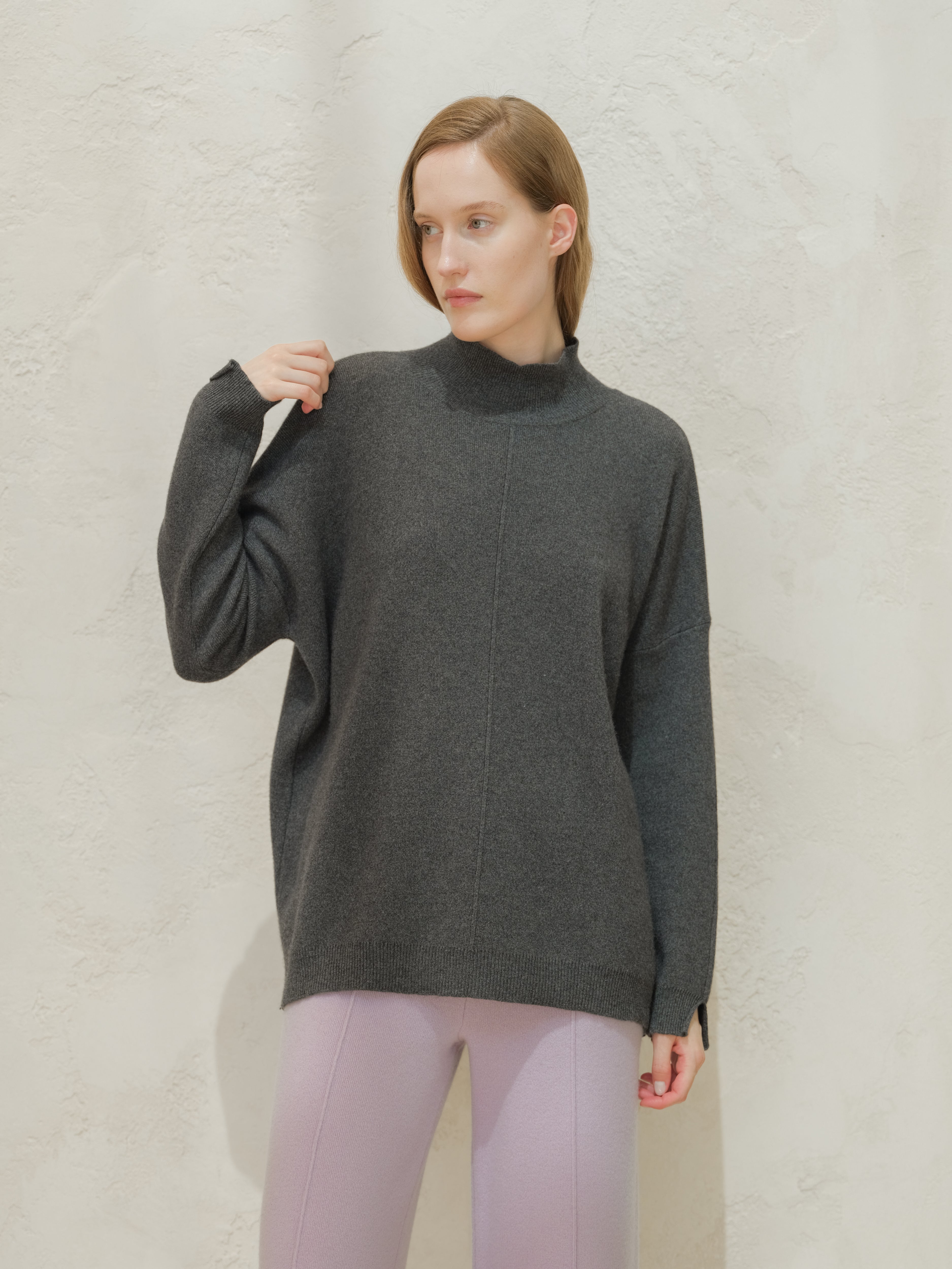 Cashmere Mix Solid Maxi Turtleneck Sweater