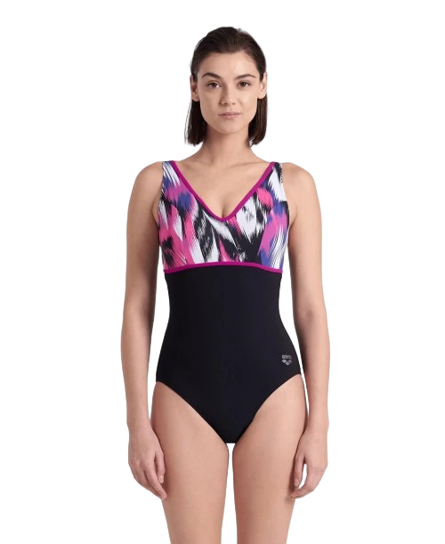 Arena Costume Intero Donna Bodylift Jennifer Wing Plus Coppa C Nero Vino - 007111-750