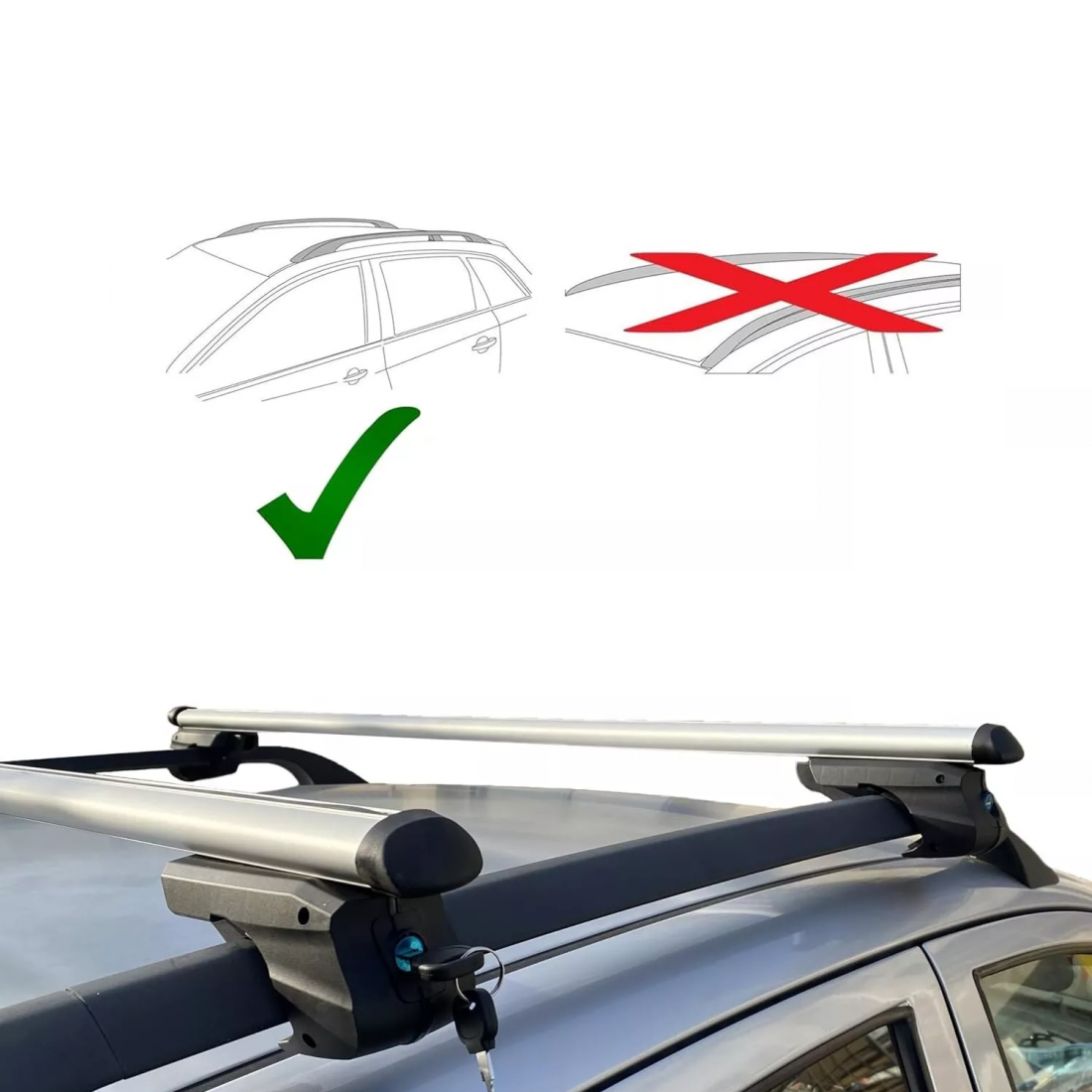 Top Drive (Zeus) Barre da Tetto Auto Portatutto Portapacchi Alluminio 120-125 cm