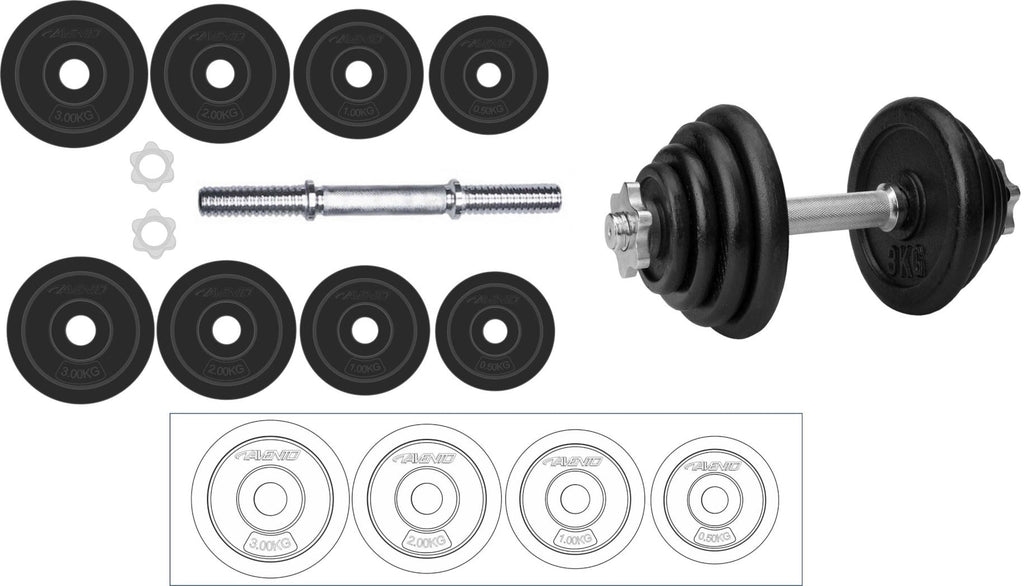 Avento Set Manubrio Regolabile Nero 15Kg Ghisa Acciaio - 42DE-BLK