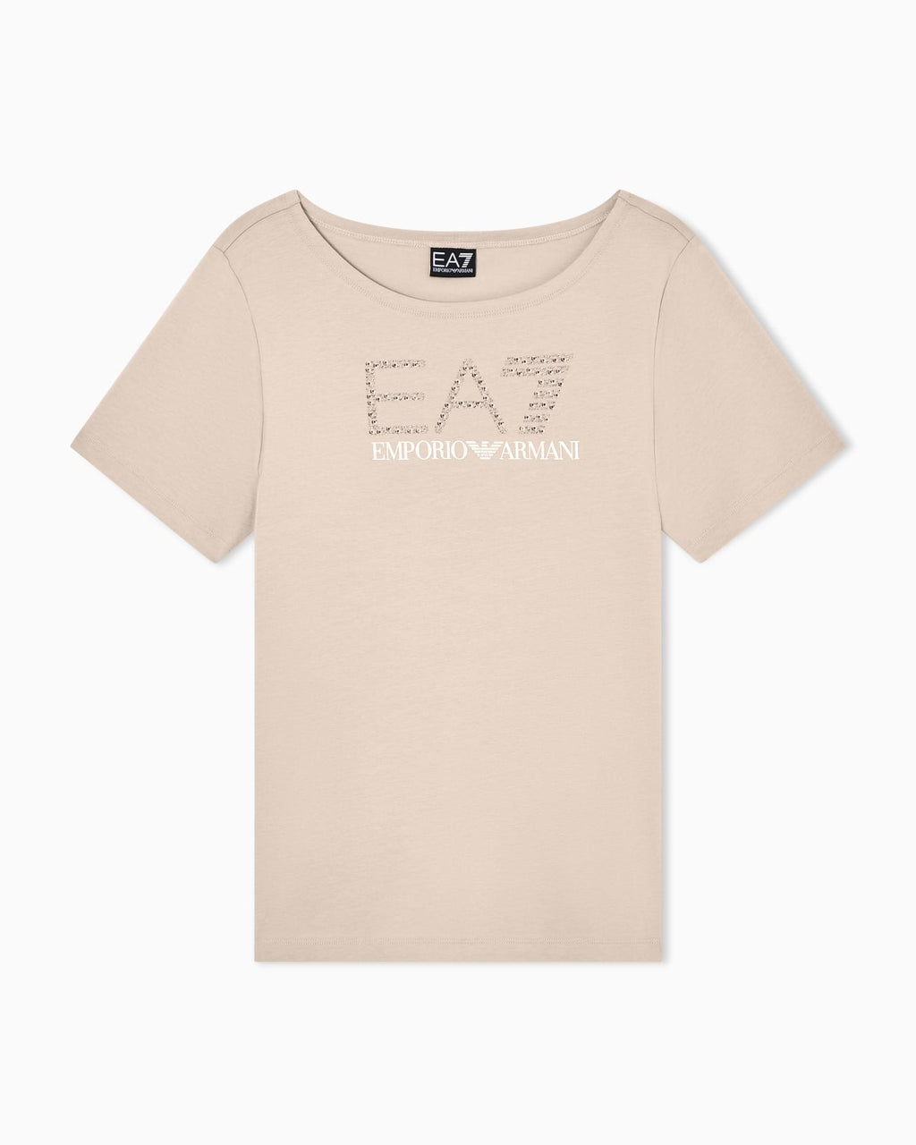 EA7 Emporio Armani T-shirt Donna Logo Series Jersey Cotone Stretch Beige - 7W001098