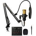 BM-800 MICROFONO CONDENSATORE PER CANTO + V8 SCHEDA AUDIO PC KARAOKE STREAMING