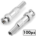 100pz SPINOTTI CONNETTORE BNC A VITE MASCHIO in METALLO CAVO RG59 TELECAMERE DVR