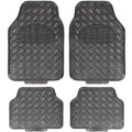 Set 4 Tappetini Tappeti Auto Universali Gomma Effetto Metallo Cromato (Carbonio)