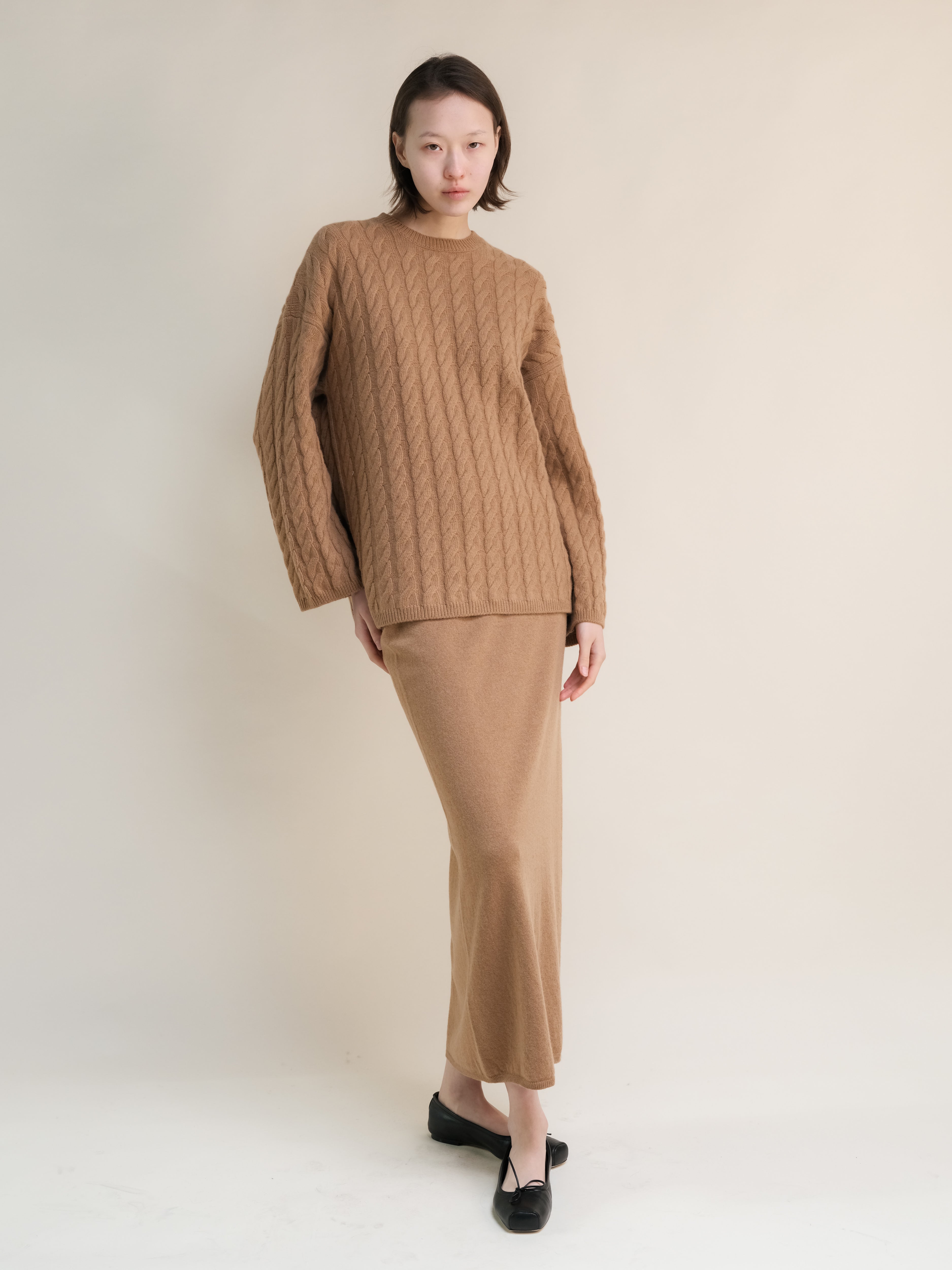 Cashmere Mix Maxi Cable-Knit Sweater