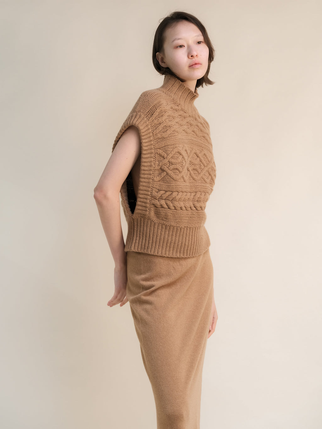 Cashmere Mix Maxi Cable Tunic