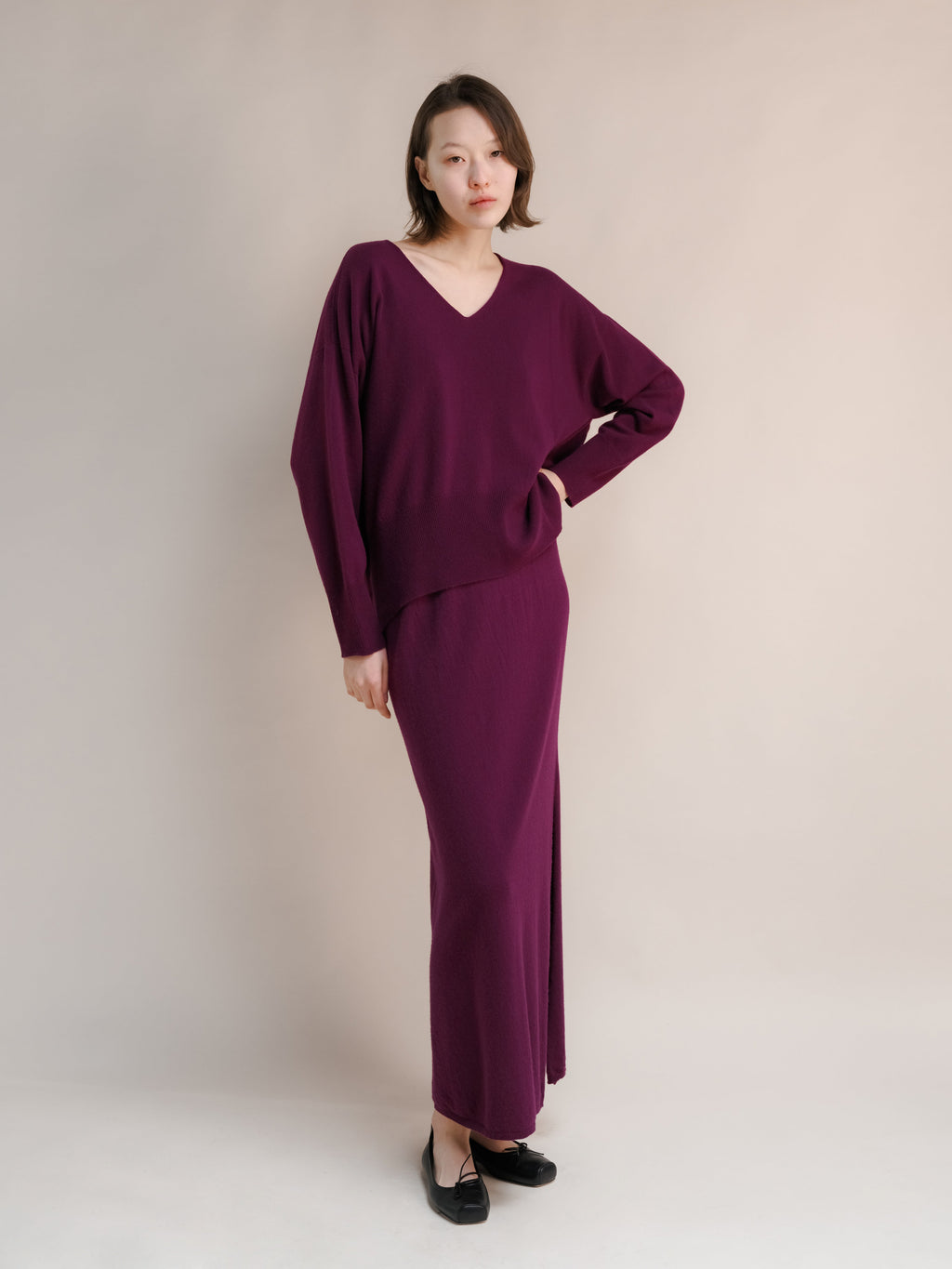 Cashmere Mix Maxi V-Neck Sweater