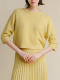 Cashmere Mix Cropped 3/4 Sleeve Pullover