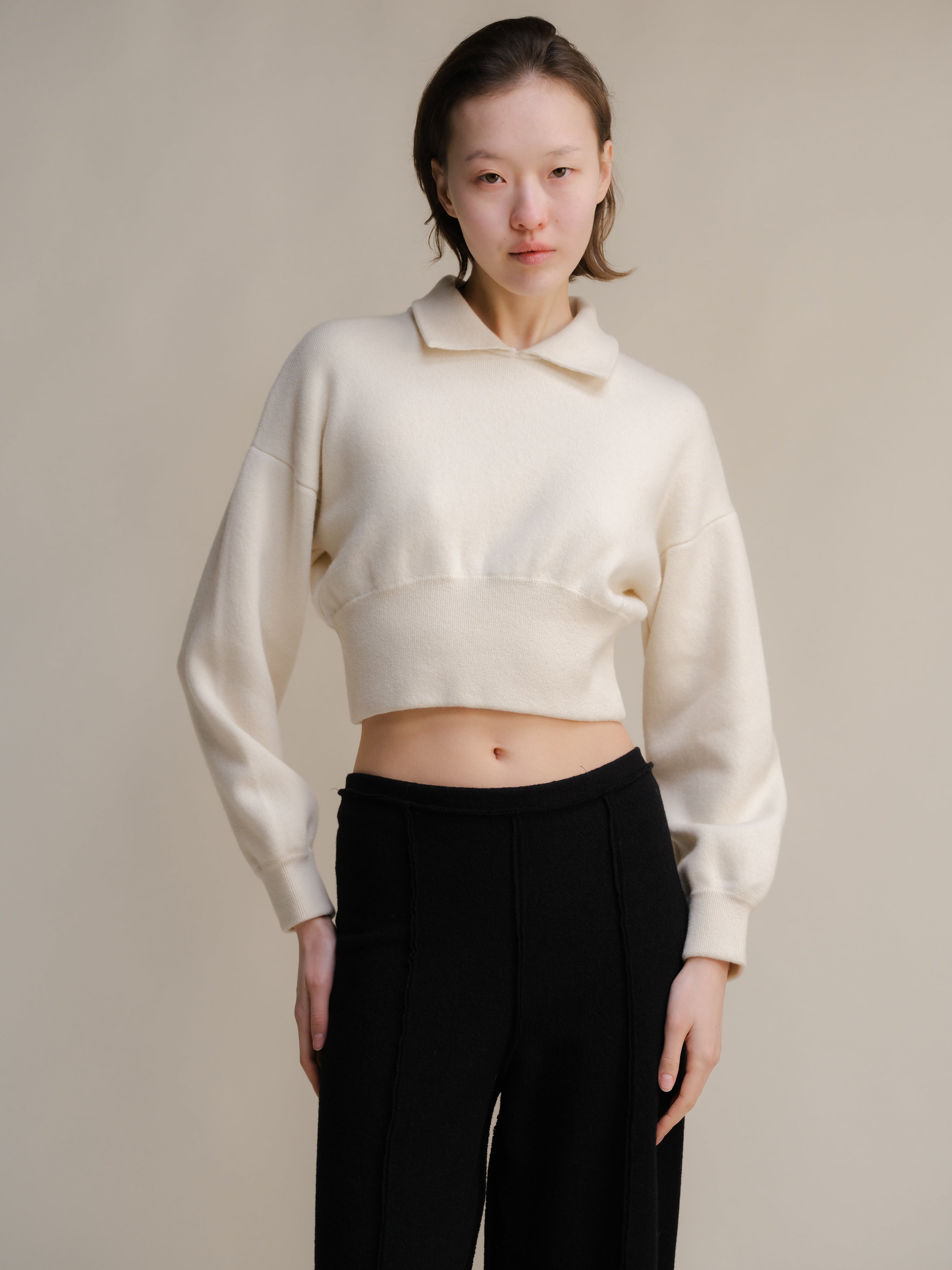 Superfine Lambswool Cropped Polo