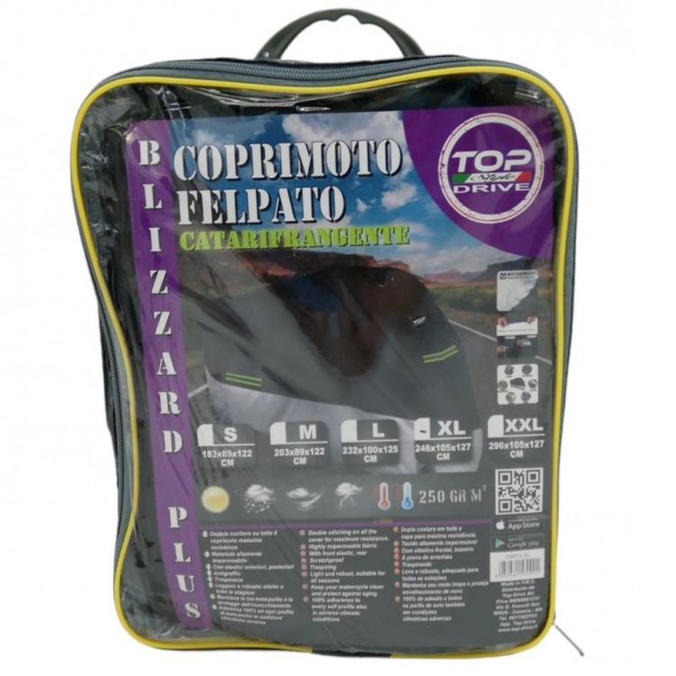 Telo Coprimoto Felpato Copri Moto Antigrandine Gelo Sole Pioggia Rifrangente | M