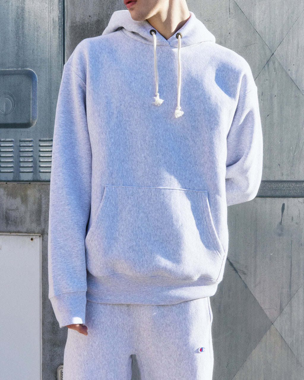 Felpa Con Cappuccio Reverse Weave Grigia