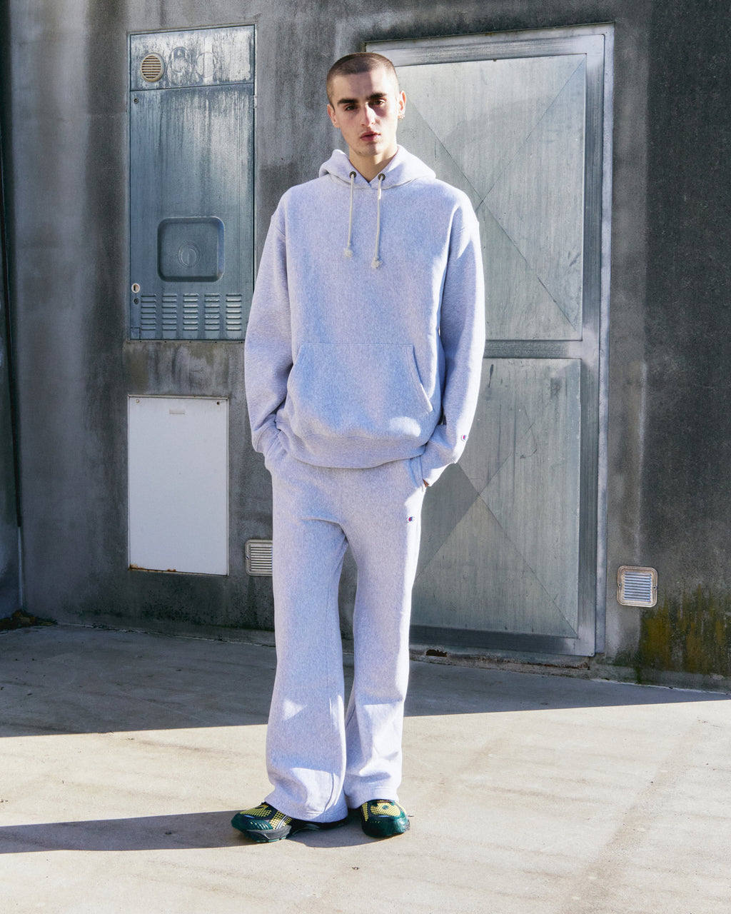 Pantalone Straight Hem Reverse Weave Grigia