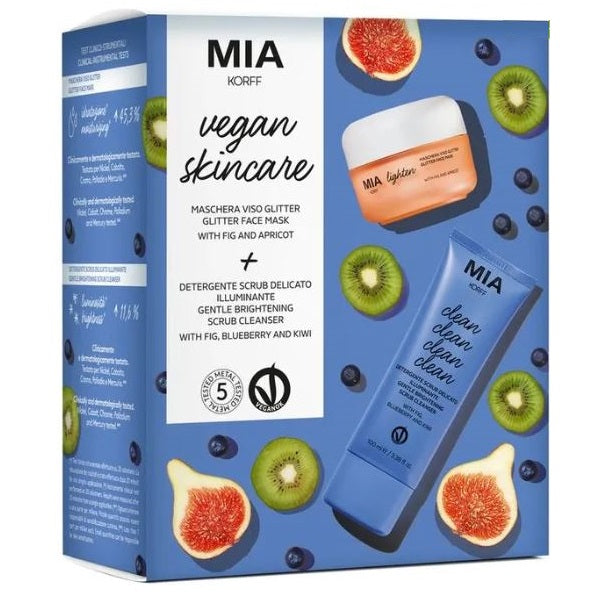 Korff Vegan Skincare Maschera Viso Idratante Glitter + Detergente Scrub Delicato
