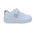 Champion scarpa sneakers da bambina con logo glitterato laccio elastico e velcro S32830-WW010  bianco-rosa