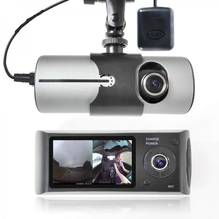 Dvr Gps Doppia Telecamera Auto Registratore Videocamera Strada Incidente Monitor