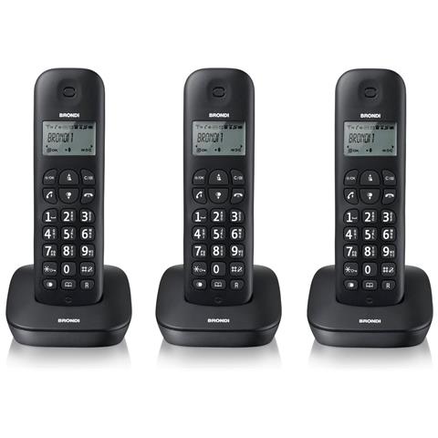 BRONDI TELEFONI DIGITAL CORDLESS GALA TRIO GRIGIO PORTATILE UFFICIO CASA HOTEL