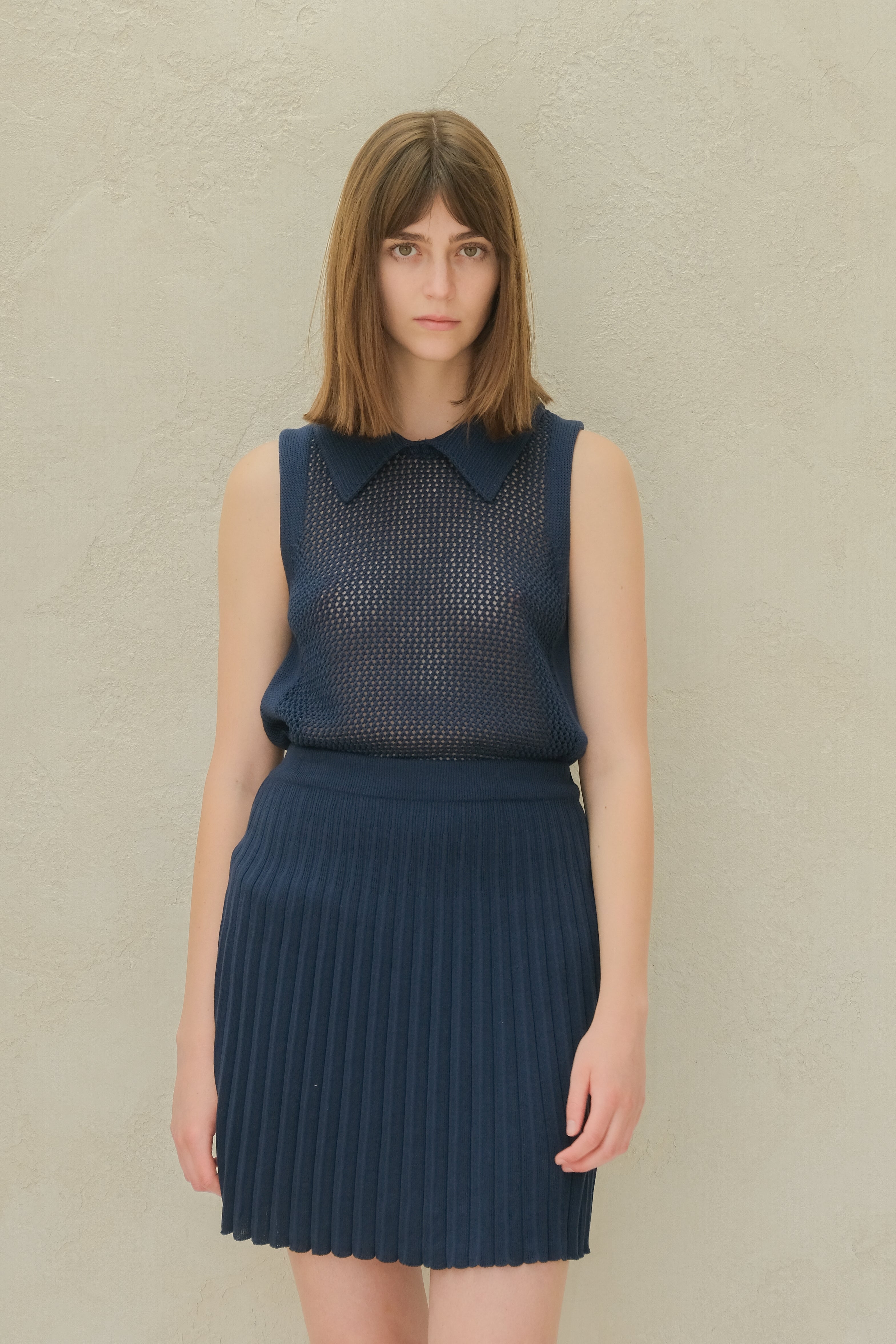 Fine Cotton Plissé Mini Skirt (3D-Knit)
