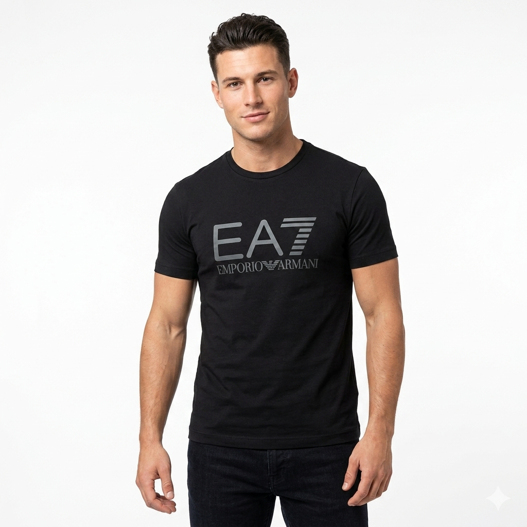 EA7 Emporio Armani T-Shirt Uomo Nera Slim Trainer Core Identity Cotone - 7M001412 AF22264 MC005