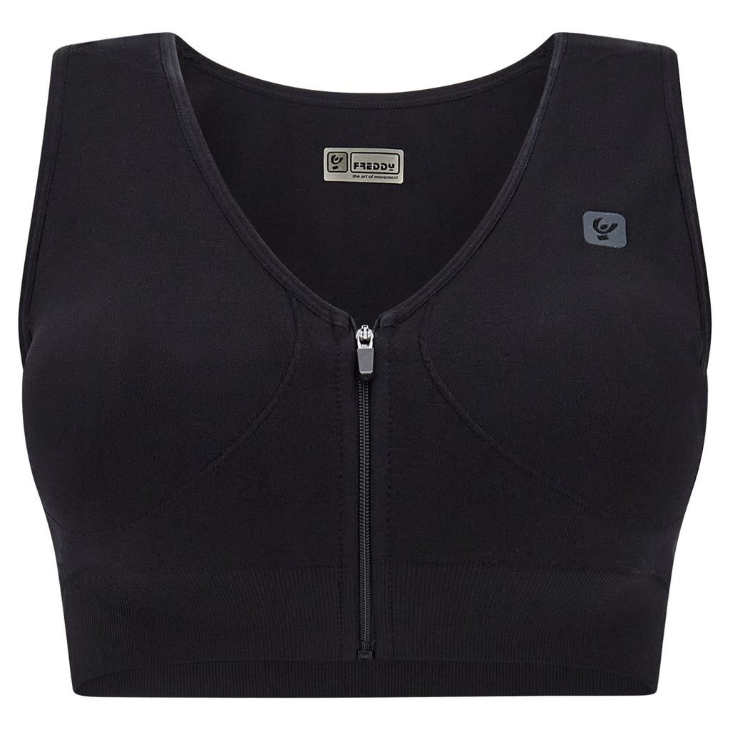 Freddy Top reggiseno sportivo in seamless zip e coppe removibili F2WSFB6N N nero
