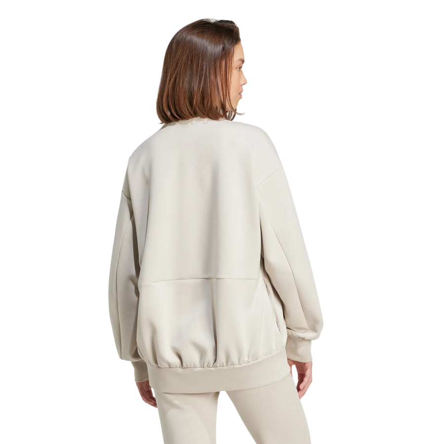 Adidas Felpa Donna Zip JV9904 Ampia Elegante - Beige