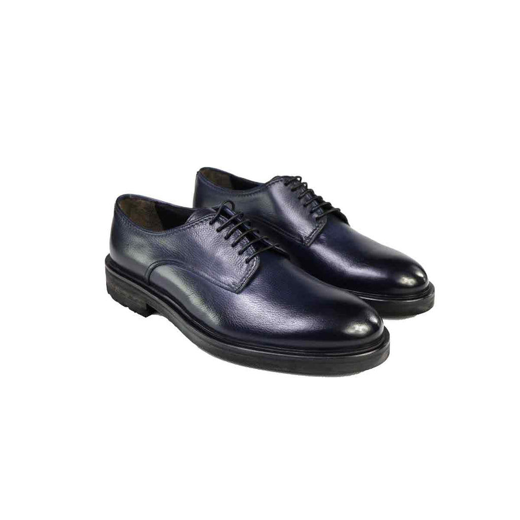 SCARPA CON LACCI GRAINED BLU
