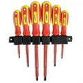 Kit Set 6 Cacciaviti Giraviti Per Elettricista Punte Magnetiche Isolati + Stand