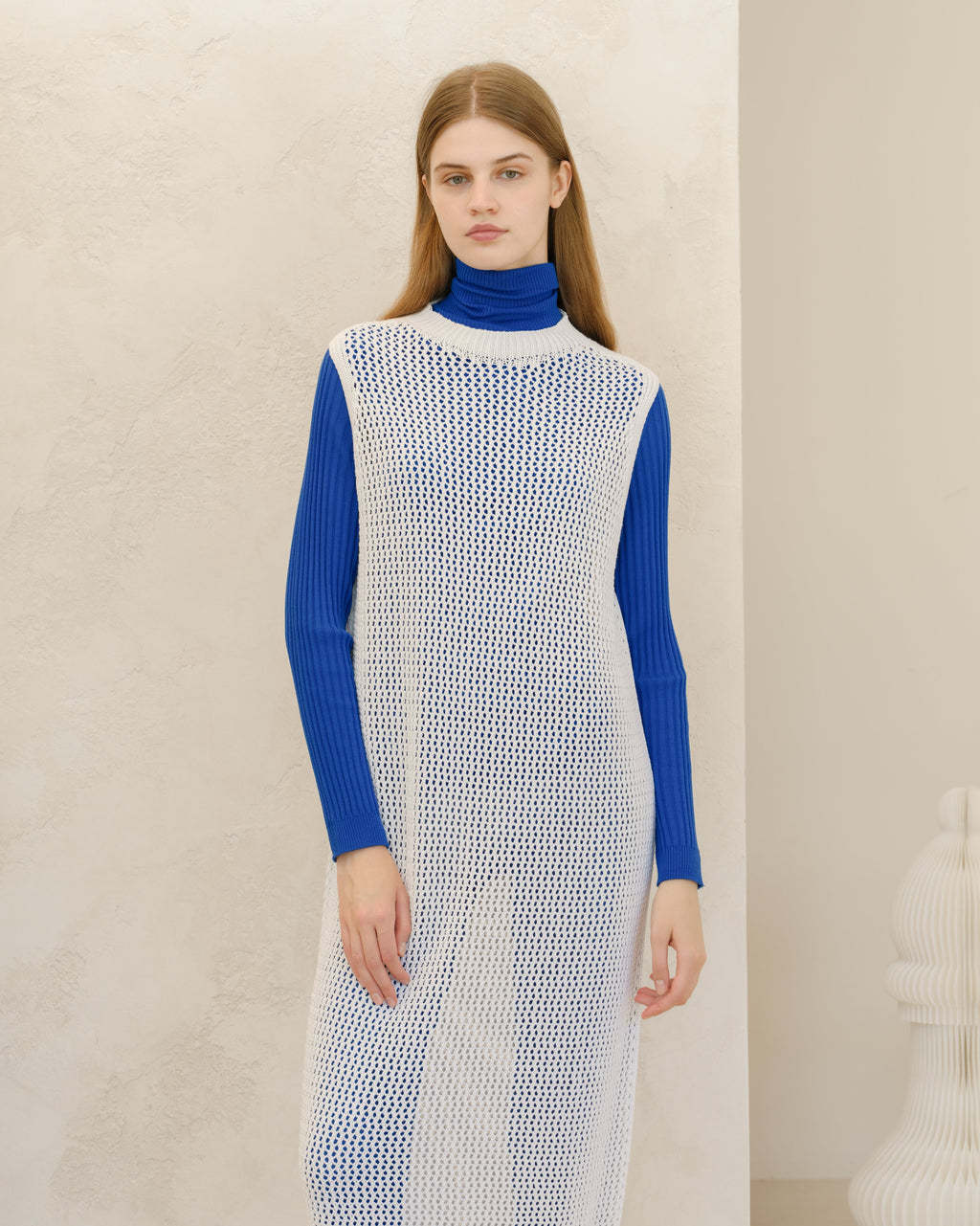 Fine Cotton Sleeveless Crochet Dress (3D-Knit)