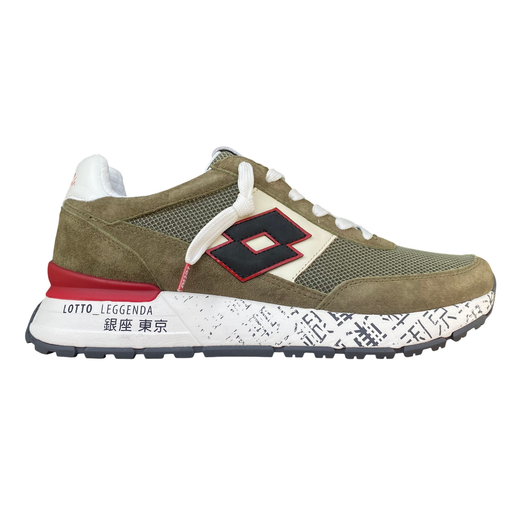 Lotto Leggenda scarpa sneakers da uomo Tokyo Ginza PRT 222656 DC0 oliva-nero-rosso