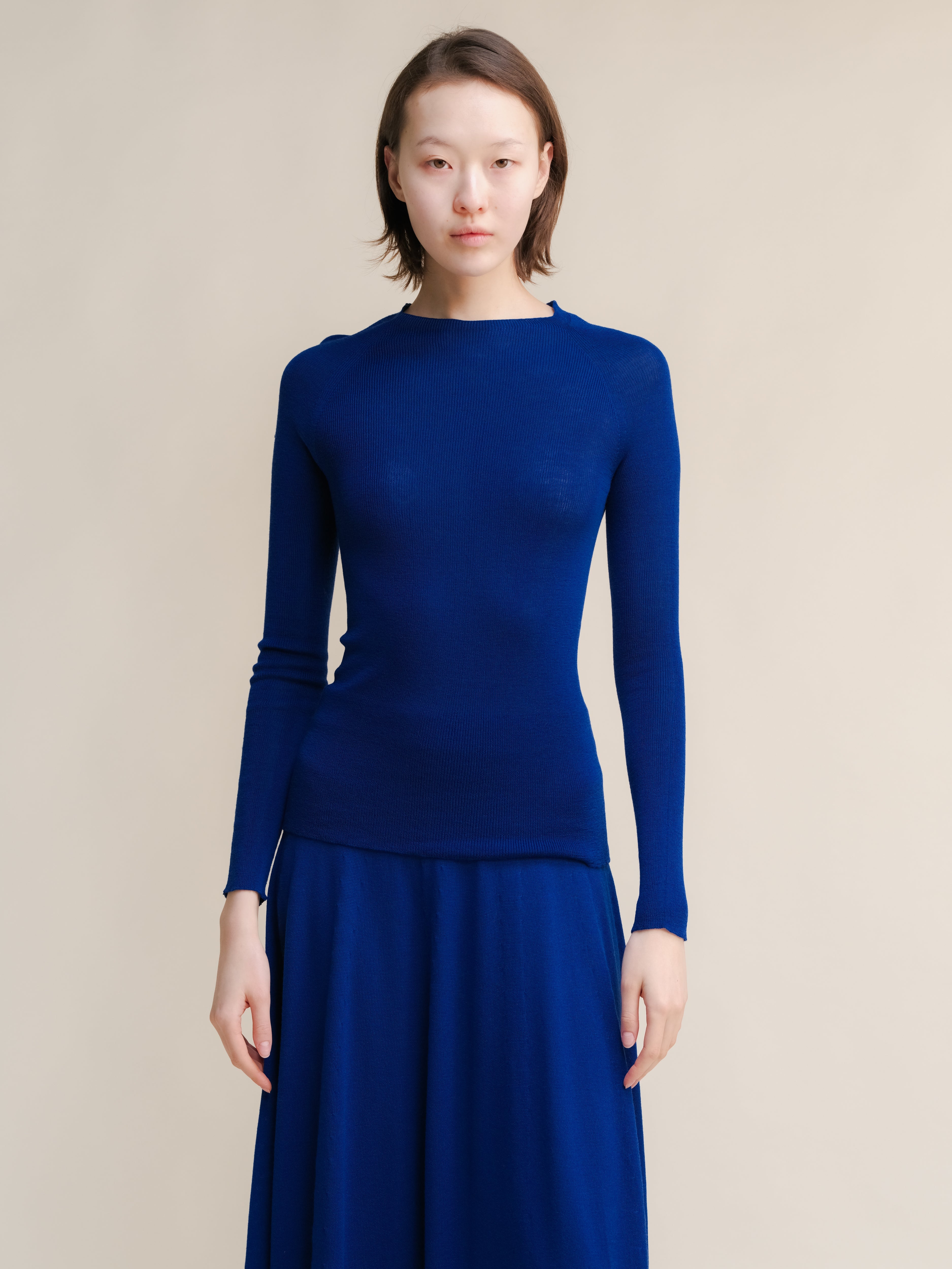 Extra Fine Merino Wool Ribbed 3D-Knit Crewneck Sweater