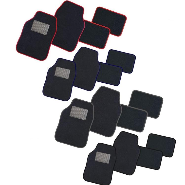 Set 4 Tappetini In Moquette Per Auto Universali Tappeti Con Battitacco Nero