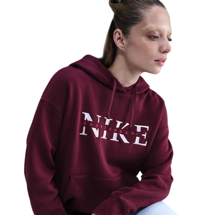 Nike Felpa Pullover Oversize con Cappuccio Sportswear Phoenix Fleece IH4054-610 Rosa - Comfort Trendy