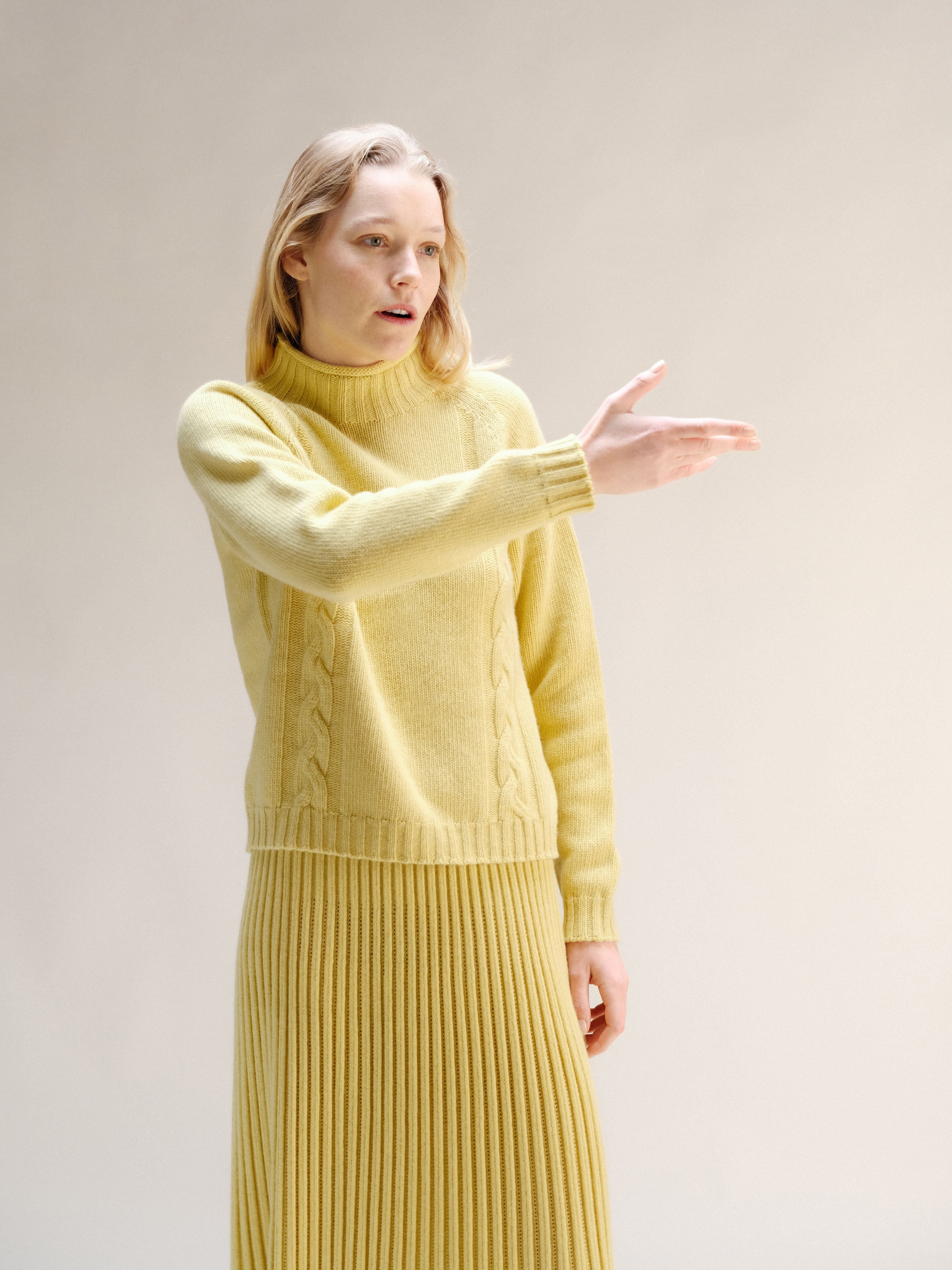 Cashmere Mix Cable "Ricciolo" Sweater (3D-Knit)