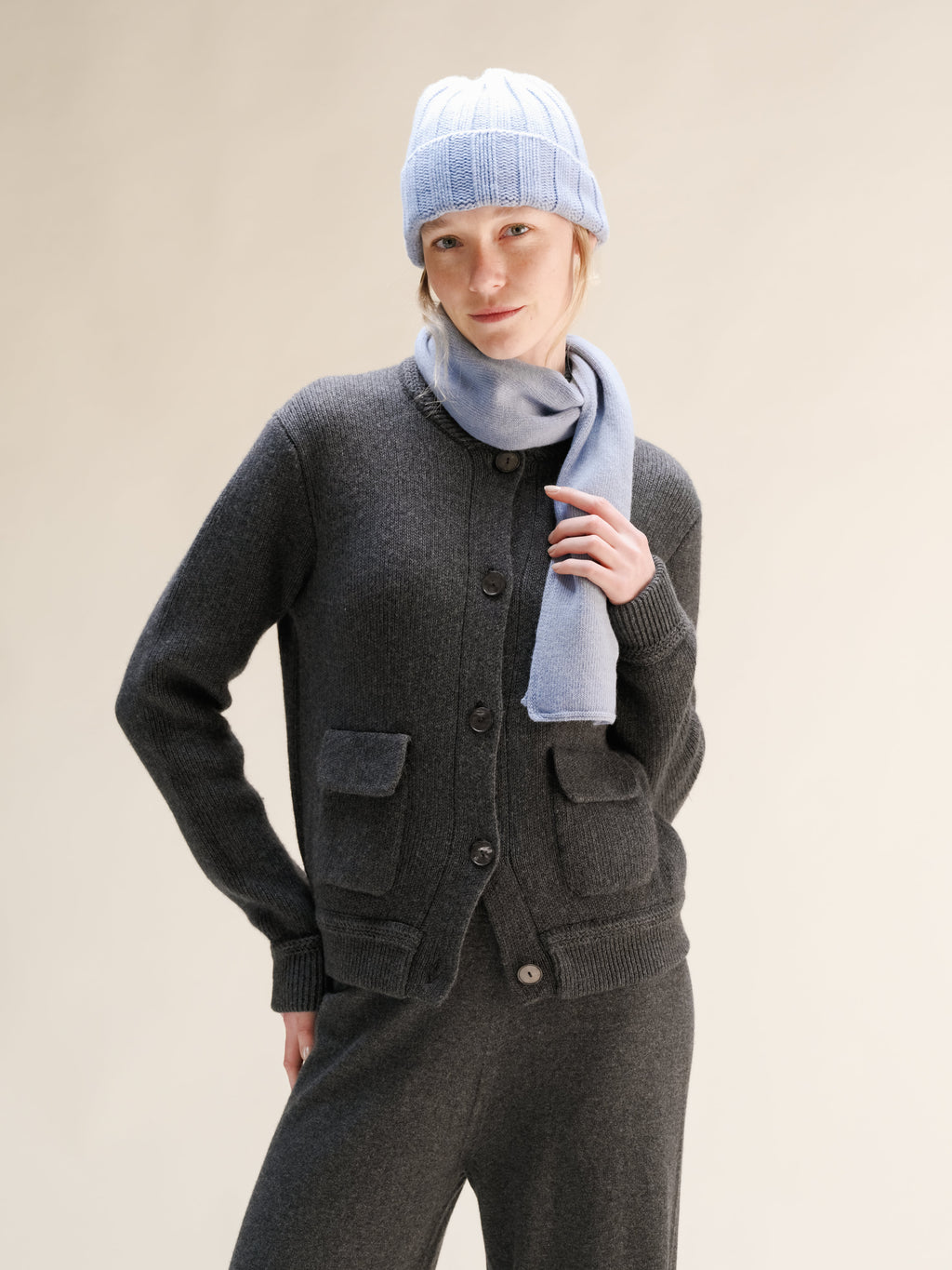 Cashmere Mix Ribbed Beanie