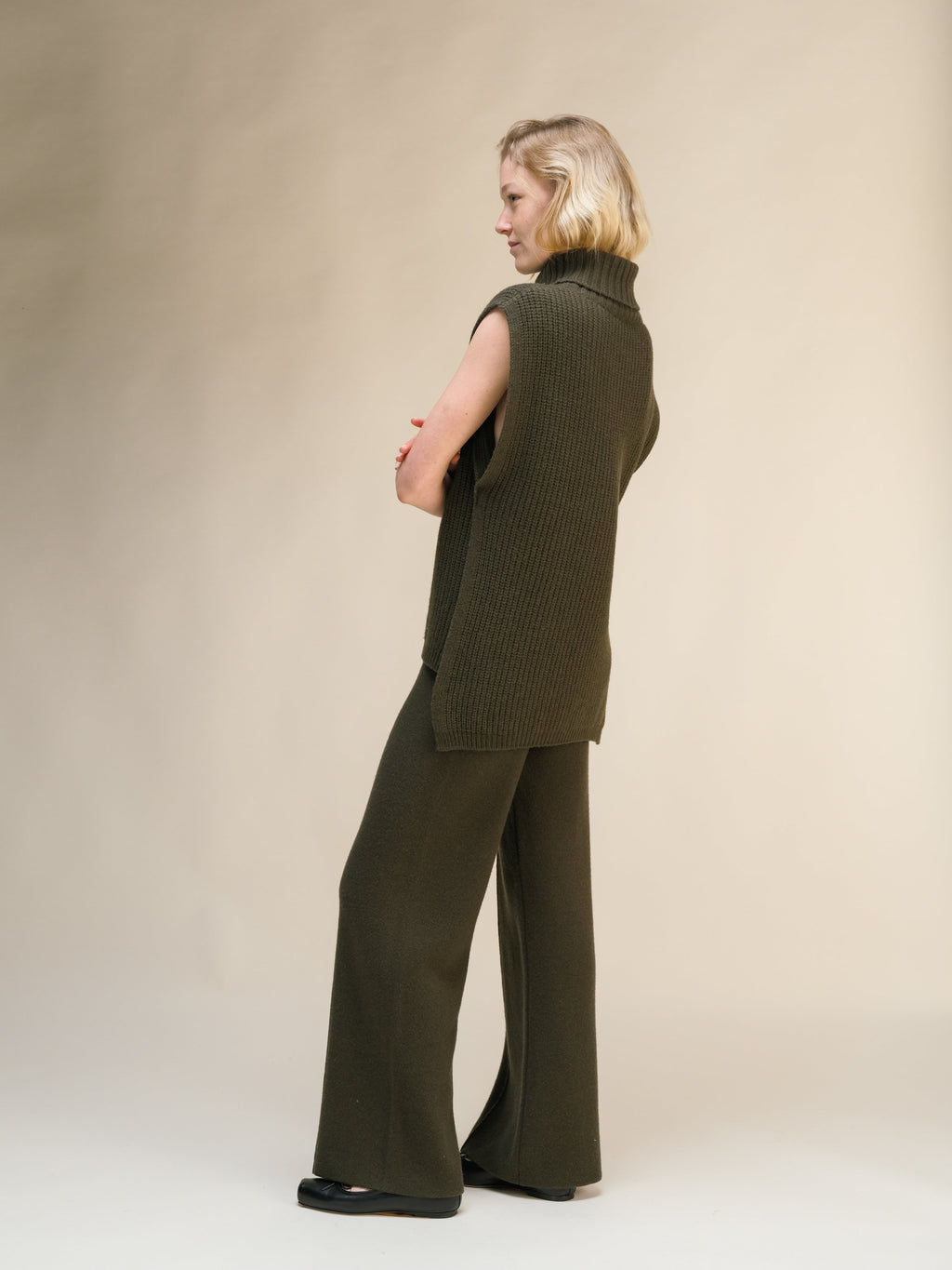 Cashmere Mix Sleeveless Turtle Neck Tunic
