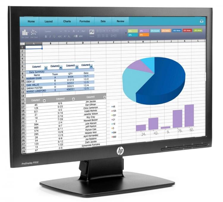 Hp Monitor P202 20" Hd Led Vga / Displayport Black K7X27Aa - Rigenerato Grado A