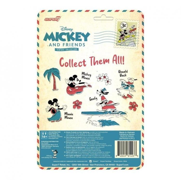 Super7 Disney Mickey & Friends "Topolino" Alle Hawaii Action Reaction Figure 9Cm