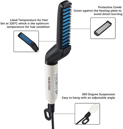 Piastra Per Capelli Uomo Lisciante Barba Styling Pettine Spazzola Elettrica