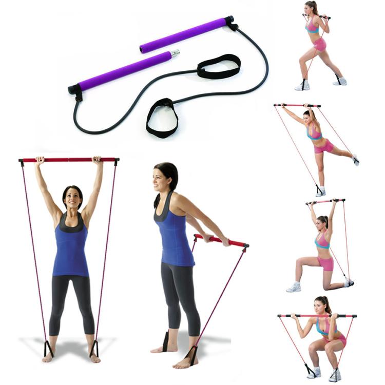 ATTREZZO ELASTICO LONG BARRA RESISTENZA CORDA ESERCIZI BRACCIA PILATES YOGA BLU
