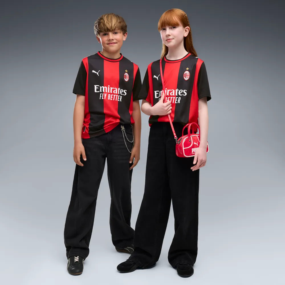 Puma Maglia Calcio AC Milan Home Jersey Replica Junior Rosso Nero - 784124-01