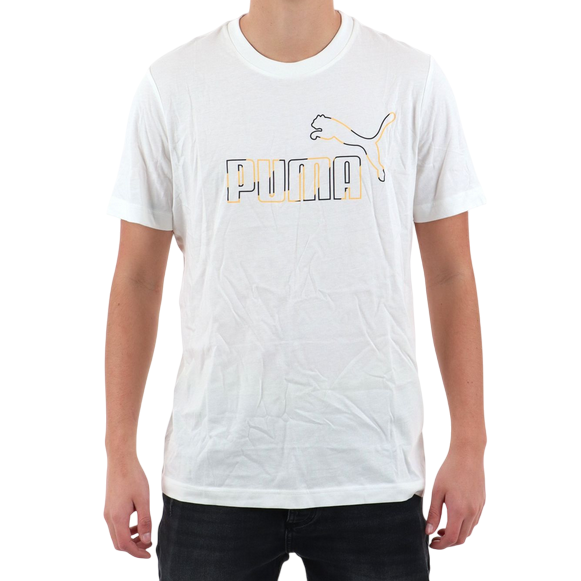 Puma T-Shirt Uomo 688913-02 Bianco Cotone Logo Grande Essential