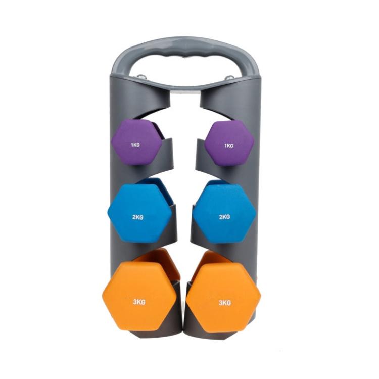 Set Supporto Espositore Portatile + Coppia Manubri Pesi Palestra Da 1Kg+2Kg+3Kg