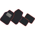 Set 4 Tappetini In Moquette Auto Universali Tappeti Con Battitacco Nero E Rosso